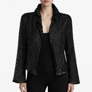 Catherine Coatney Black Mesh Jacket Cropped Sheer Chic